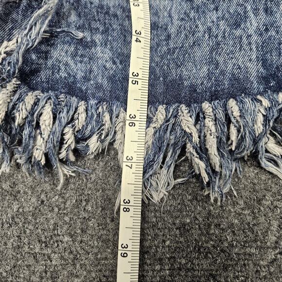 Thrill Jeans Denim Jacket Dress Medium Distressed Destroyed Button Front Frayed - Picture 9 of 10